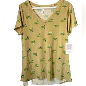 NWT LuLaRoe Perfect T Green City Bus Transportation Short Sleeve Tee Size XL